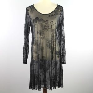 Simpli Best Canada Sheer Mesh Floral Velvet Embroidery Overlay Cover-Up Dress 14